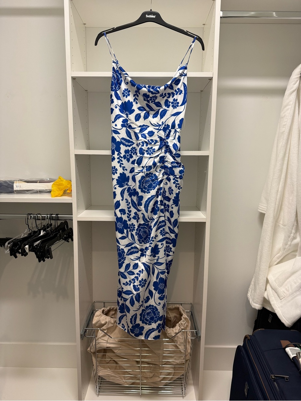 Milly Blue and White Floral Slip Maxi Dress
